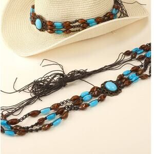 Western Turquoise Concho Beaded Hat Band